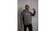 Erkek 3 İplik Pamuklu Kapüşonlu Baskılı Cepli Oversize Sweatshirt Hoodie - Gri Erkek 3 İplik Pamuklu Kapüşonlu Baskılı Cepli Oversize Sweatshirt Hoodie - Gri