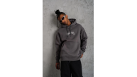 Erkek 3 İplik Pamuklu Kapüşonlu Baskılı Cepli Oversize Sweatshirt Hoodie - Gri Erkek 3 İplik Pamuklu Kapüşonlu Baskılı Cepli Oversize Sweatshirt Hoodie - Gri