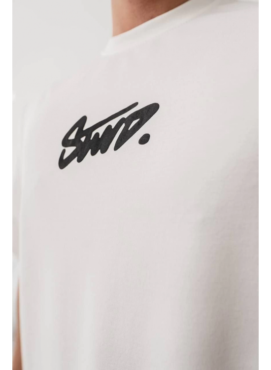 Erkek Tişört Yazlık Baskılı Oversize Kısa kol T-Shirt - Beyaz Erkek Tişört Yazlık Baskılı Oversize Kısa kol T-Shirt - Beyaz