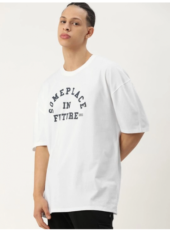 Erkek Kısa Kol Yazlık Tişört Bisiklet Yaka Baskılı Oversize T-Shirt - Beyaz Erkek Kısa Kol Yazlık Tişört Bisiklet Yaka Baskılı Oversize T-Shirt - Beyaz