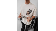 Erkek Yazlık Bisiklet Yaka Baskılı Regular Fit Tişört Kısa Kol T-Shirt - Beyaz