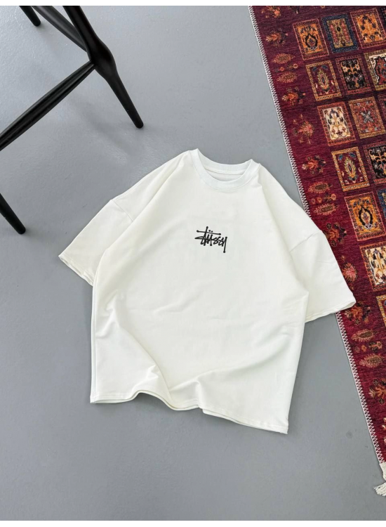 Erkek Kısa Kol Yazlık Tişört Bisiklet Yaka Baskılı Oversize T-Shirt - Beyaz Erkek Kısa Kol Yazlık Tişört Bisiklet Yaka Baskılı Oversize T-Shirt - Beyaz