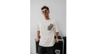 Erkek Yazlık Bisiklet Yaka Baskılı Regular Fit Tişört Kısa Kol T-Shirt - Beyaz