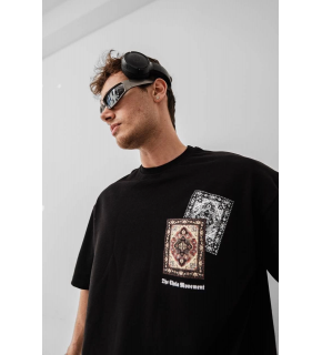 Erkek Yazlık Bisiklet Yaka Baskılı Regular Fit Tişört Kısa Kol T-Shirt - Siyah