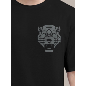Erkek Kısa Kol Yazlık Tişört Bisiklet Yaka ASLAN Baskılı T-Shirt - Siyah