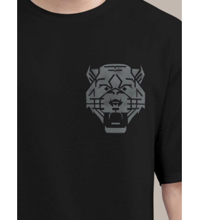 Erkek Kısa Kol Yazlık Tişört Bisiklet Yaka ASLAN Baskılı T-Shirt - Siyah