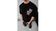 Erkek Yazlık Bisiklet Yaka Baskılı Regular Fit Tişört Kısa Kol T-Shirt - Siyah Erkek Yazlık Bisiklet Yaka Baskılı Regular Fit Tişört Kısa Kol T-Shirt - Siyah