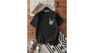 Erkek Baskılı T-Shirt Kısa Kol Bisiklet Yaka Regular Fit Rahat Kalıp Tişört - Siyah Erkek Baskılı T-Shirt Kısa Kol Bisiklet Yaka Regular Fit Rahat Kalıp Tişört - Siyah