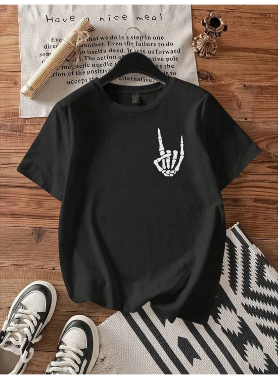 Erkek Baskılı T-Shirt Kısa Kol Bisiklet Yaka Regular Fit Rahat Kalıp Tişört - Siyah Erkek Baskılı T-Shirt Kısa Kol Bisiklet Yaka Regular Fit Rahat Kalıp Tişört - Siyah
