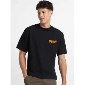 Erkek Tişört Baskılı Oversize Kısa kol T-shirt - Siyah