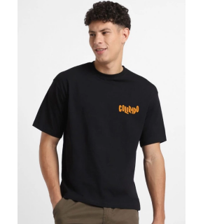 Erkek Tişört Baskılı Oversize Kısa kol T-shirt - Siyah