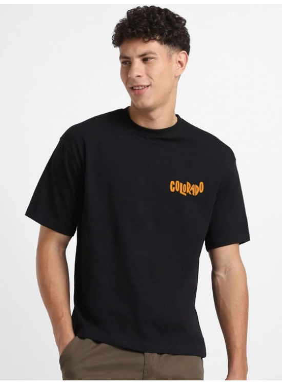 Erkek Tişört Baskılı Oversize Kısa kol T-shirt - Siyah