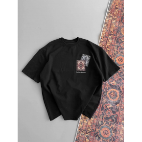 Erkek Yazlık Bisiklet Yaka Baskılı Regular Fit Tişört Kısa Kol T-Shirt - Siyah