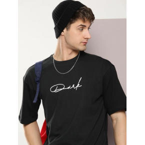Erkek Baskılı T-Shirt Kısa Kol Bisiklet Yaka Regular Fit Rahat Kalıp Tişört - Siyah