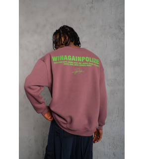 Erkek Bisiklet Yaka Baskılı 3 iplik pamuklu Sweatshirt - Gül Kurusu