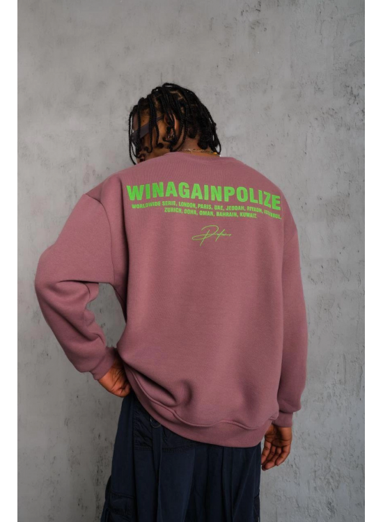 Erkek Bisiklet Yaka Baskılı 3 iplik pamuklu Sweatshirt - Gül Kurusu Erkek Bisiklet Yaka Baskılı 3 iplik pamuklu Sweatshirt - Gül Kurusu