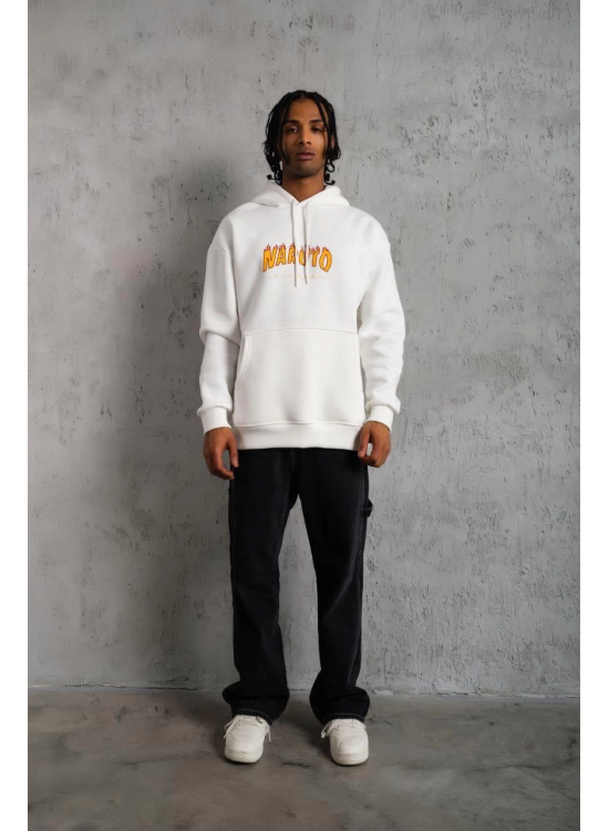 Erkek Baskılı Kapüşonlu 3 iplik pamuklu hoodie Sweatshirt - Beyaz Erkek Baskılı Kapüşonlu 3 iplik pamuklu hoodie Sweatshirt - Beyaz