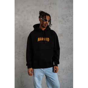 Erkek Baskılı Kapüşonlu 3 iplik pamuklu hoodie Sweatshirt - Siyah