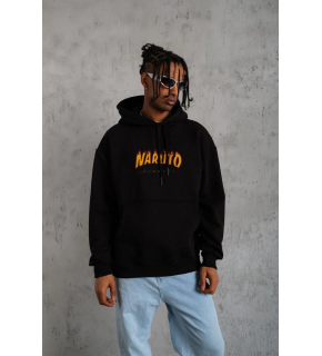 Erkek Baskılı Kapüşonlu 3 iplik pamuklu hoodie Sweatshirt - Siyah