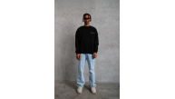 Erkek Oversize Sweatshirt Ön ve Sırt Baskılı 3 İplik Pamuklu - Siyah Erkek Oversize Sweatshirt Ön ve Sırt Baskılı 3 İplik Pamuklu - Siyah