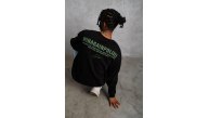 Erkek Oversize Sweatshirt Ön ve Sırt Baskılı 3 İplik Pamuklu - Siyah Erkek Oversize Sweatshirt Ön ve Sırt Baskılı 3 İplik Pamuklu - Siyah