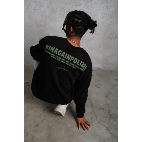 Erkek Oversize Sweatshirt Ön ve Sırt Baskılı 3 İplik Pamuklu - Siyah