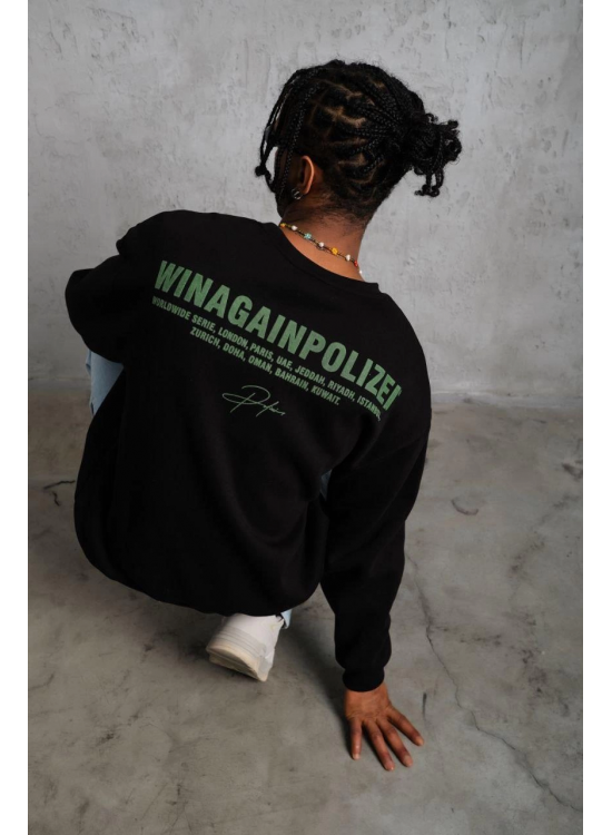 Erkek Oversize Sweatshirt Ön ve Sırt Baskılı 3 İplik Pamuklu - Siyah Erkek Oversize Sweatshirt Ön ve Sırt Baskılı 3 İplik Pamuklu - Siyah