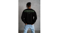 Erkek Oversize Sweatshirt Ön ve Sırt Baskılı 3 İplik Pamuklu - Siyah Erkek Oversize Sweatshirt Ön ve Sırt Baskılı 3 İplik Pamuklu - Siyah
