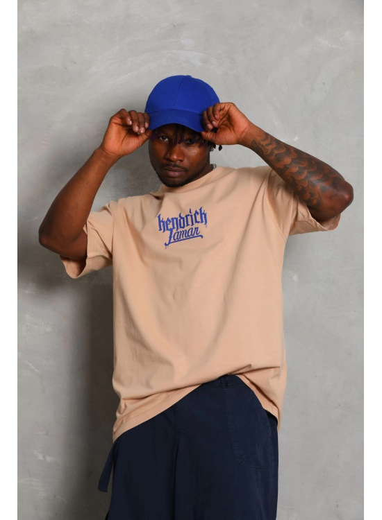 Erkek Baskılı Tişört Kısa Kol Bisiklet Yaka Oversize T-Shirt - Bej Erkek Baskılı Tişört Kısa Kol Bisiklet Yaka Oversize T-Shirt - Bej