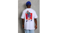 Erkek Baskılı Tişört Kısa Kol Bisiklet Yaka Oversize T-Shirt - Beyaz