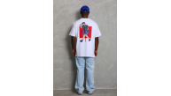 Erkek Baskılı Tişört Kısa Kol Bisiklet Yaka Oversize T-Shirt - Beyaz