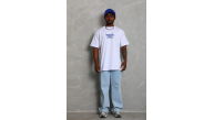 Erkek Baskılı Tişört Kısa Kol Bisiklet Yaka Oversize T-Shirt - Beyaz