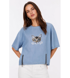 Erkek Baskılı T-Shirt Kısa Kol Bisiklet Yaka Rahat Kalıp Tişört - Mavi