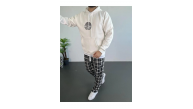 Erkek 3 İplik Pamuklu Kapüşonlu Baskılı Cepli Oversize Sweatshirt Hoodie - Beyaz Erkek 3 İplik Pamuklu Kapüşonlu Baskılı Cepli Oversize Sweatshirt Hoodie - Beyaz