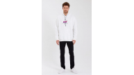 Erkek 3 İplik Pamuklu Kapüşonlu Baskılı Cepli Oversize Sweatshirt Hoodie - Beyaz Erkek 3 İplik Pamuklu Kapüşonlu Baskılı Cepli Oversize Sweatshirt Hoodie - Beyaz