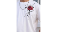 Erkek Kısa Kol Yazlık Tişört Bisiklet Yaka GÜL Baskılı T-Shirt - Beyaz Erkek Kısa Kol Yazlık Tişört Bisiklet Yaka GÜL Baskılı T-Shirt - Beyaz