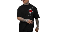 Erkek Kısa Kol Yazlık Tişört Bisiklet Yaka GÜL Baskılı T-Shirt - Siyah
