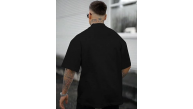 Erkek Kısa Kol Yazlık Tişört Bisiklet Yaka GÜL Baskılı T-Shirt - Siyah