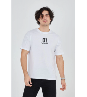 Erkek Baskılı T-Shirt Kısa Kol Bisiklet Yaka Regular Fit Rahat Kalıp Günlük Tişört - Beyaz