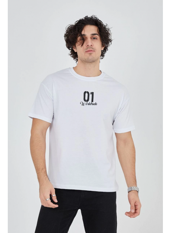 Erkek Baskılı T-Shirt Kısa Kol Bisiklet Yaka Regular Fit Rahat Kalıp Günlük Tişört - Beyaz Erkek Baskılı T-Shirt Kısa Kol Bisiklet Yaka Regular Fit Rahat Kalıp Günlük Tişört - Beyaz