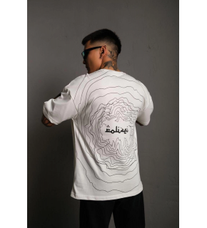 Erkek Kısa Kol Yazlık Tişört Bisiklet Yaka Baskılı Oversize T-Shirt - Beyaz