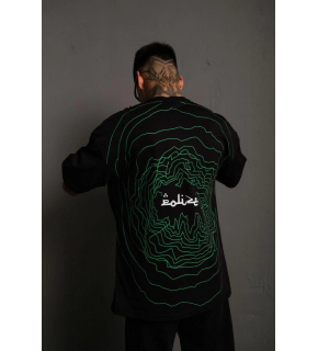 Erkek Kısa Kol Yazlık Tişört Bisiklet Yaka Baskılı Oversize T-Shirt - Siyah