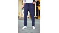 Erkek Cizgili Dokuma Krep Jogger Buggy Pantalon Rahat kalıp - Lacivert Erkek Cizgili Dokuma Krep Jogger Buggy Pantalon Rahat kalıp - Lacivert