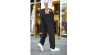 Erkek Cizgili Dokuma Krep Jogger Buggy Pantalon Rahat kalıp - Siyah Erkek Cizgili Dokuma Krep Jogger Buggy Pantalon Rahat kalıp - Siyah