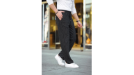 Erkek Cizgili Dokuma Krep Jogger Buggy Pantalon Rahat kalıp - Siyah Erkek Cizgili Dokuma Krep Jogger Buggy Pantalon Rahat kalıp - Siyah