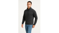 Erkek Dik Yaka Yarım Fermuarlı 3 İplik Pamuklu Sweatshirt - Antrasit Erkek Dik Yaka Yarım Fermuarlı 3 İplik Pamuklu Sweatshirt - Antrasit