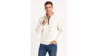 Erkek Dik Yaka Yarım Fermuarlı 3 İplik Pamuklu Sweatshirt - Beyaz Erkek Dik Yaka Yarım Fermuarlı 3 İplik Pamuklu Sweatshirt - Beyaz
