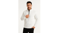 Erkek Dik Yaka Yarım Fermuarlı 3 İplik Pamuklu Sweatshirt - Beyaz Erkek Dik Yaka Yarım Fermuarlı 3 İplik Pamuklu Sweatshirt - Beyaz