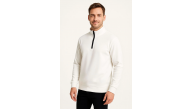 Erkek Dik Yaka Yarım Fermuarlı 3 İplik Pamuklu Sweatshirt - Beyaz Erkek Dik Yaka Yarım Fermuarlı 3 İplik Pamuklu Sweatshirt - Beyaz