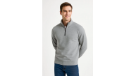 Erkek Dik Yaka Yarım Fermuarlı 3 İplik Pamuklu Sweatshirt - Gri Erkek Dik Yaka Yarım Fermuarlı 3 İplik Pamuklu Sweatshirt - Gri